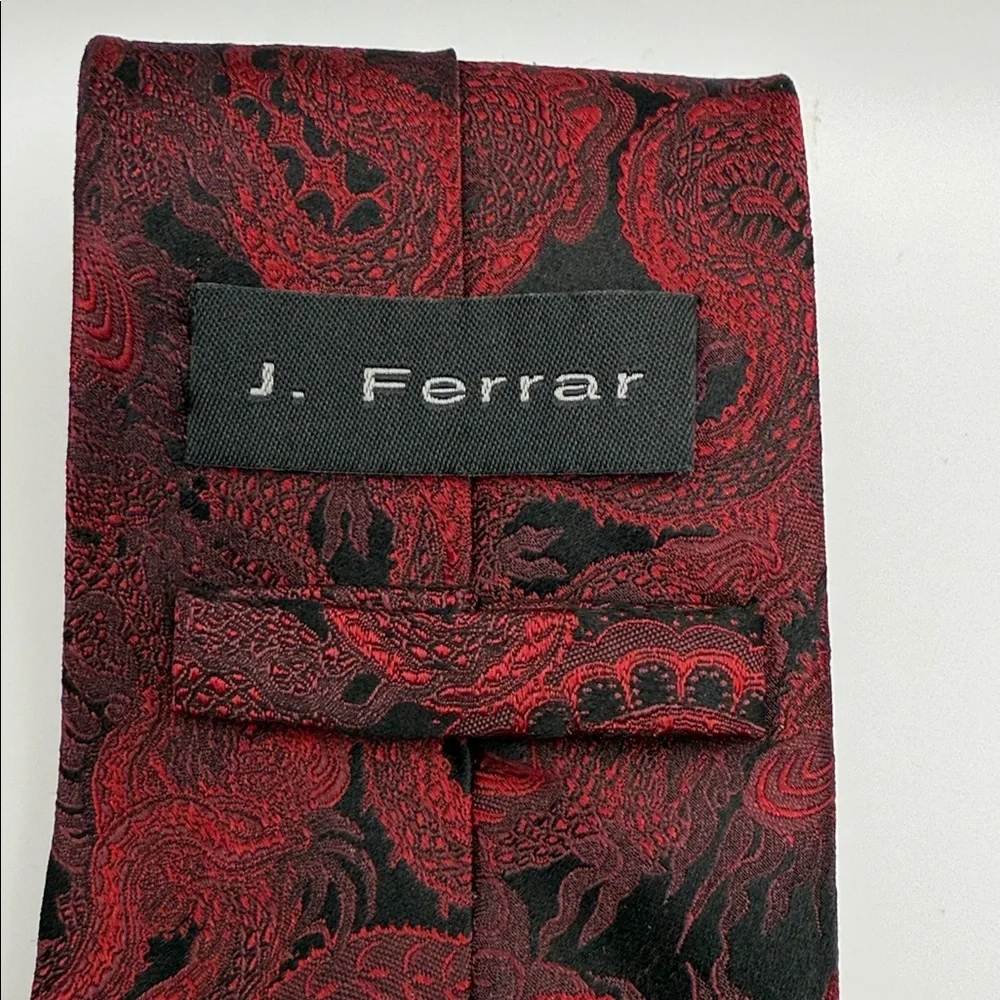 J.Ferrar Red and Black Dragon Mens , 100% Silk